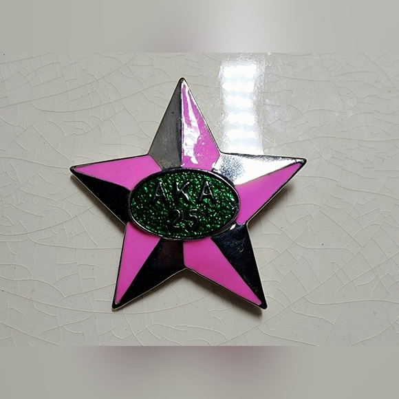 Alpha Kappa Alpha AKA Greek 5 point star 25th brooch pendant#aka #greekletters - Picture 3 of 6